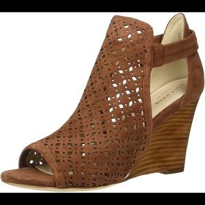 Cole Haan  Brown Suede Eddie Wedge sandal Peep toe  women’s size 8